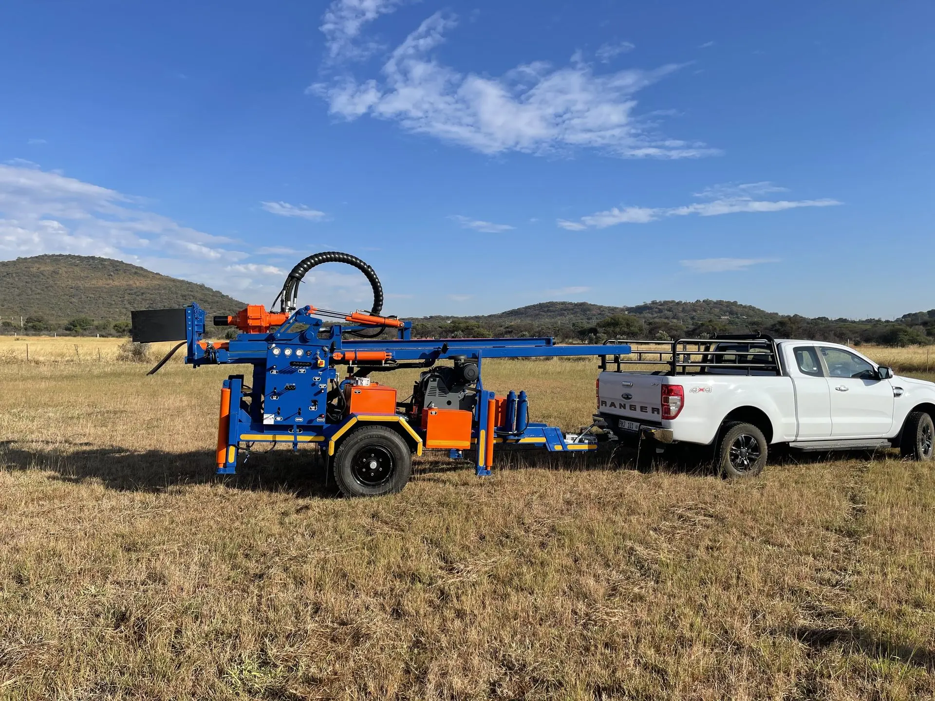 Spider V5 XXL trailer-mounted drilling rig with 12-ton pullback on a road-legal chassis.
